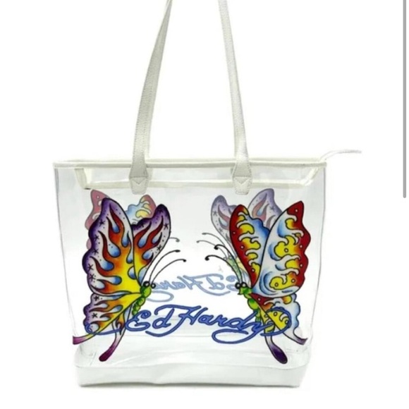 Ed Hardy Multicolor Butterfly Tote 
NWT 17” width x14” height x5” deep